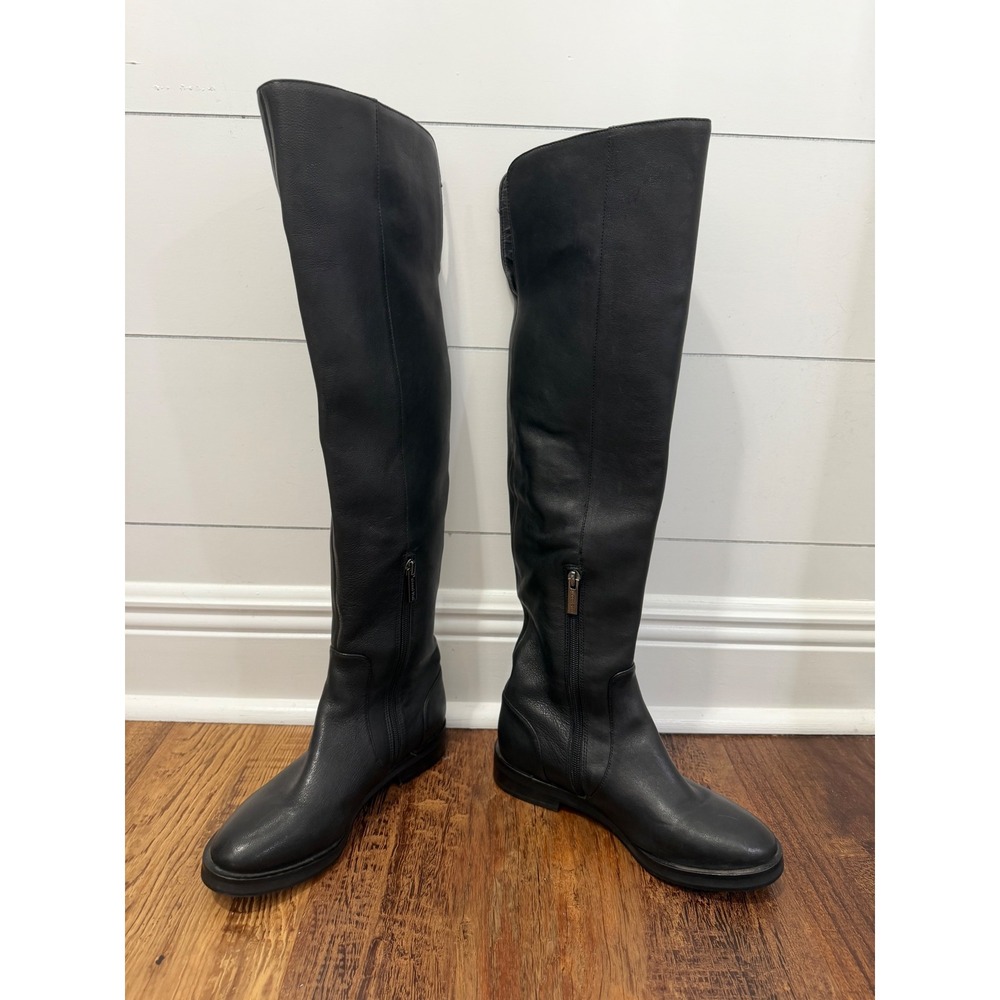 Gianni Bini Eldaa Embroidered Leather Riding Boots Black Size 6 - Picture 2 of 4